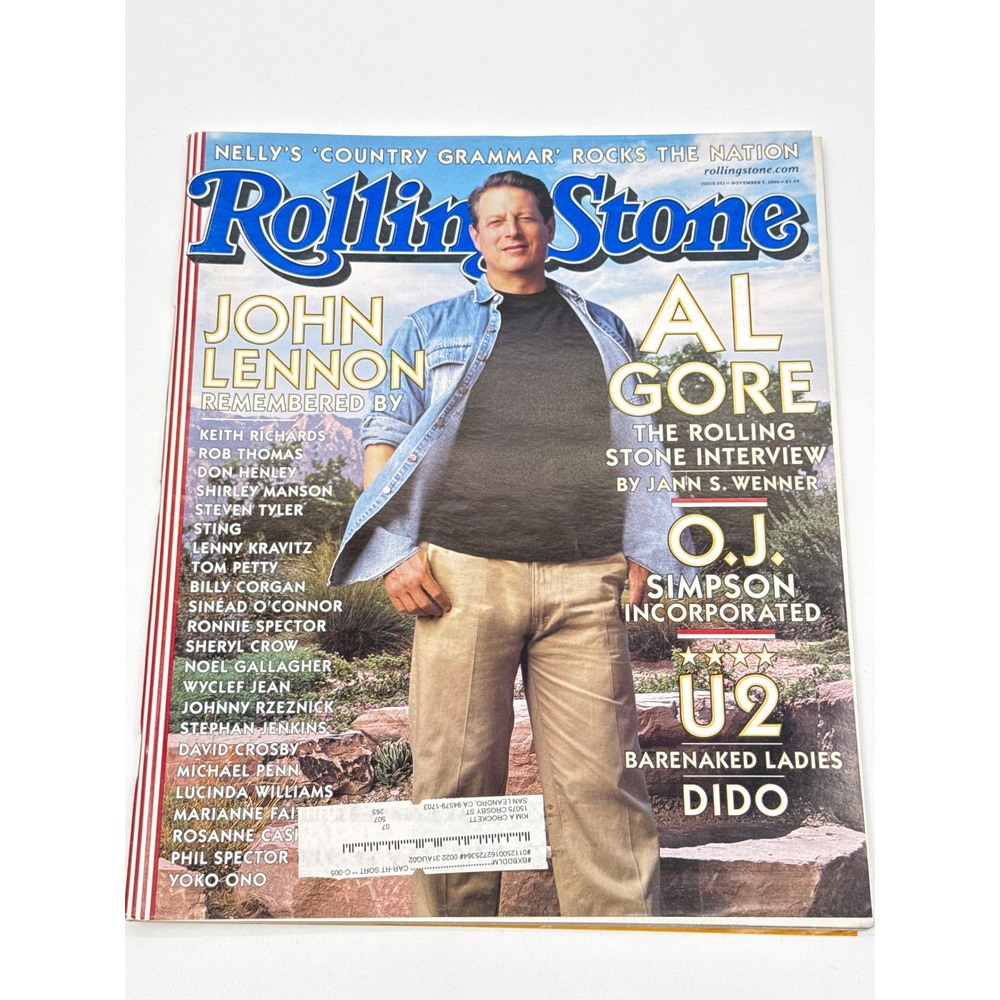 Rolling Stone Magazine Issue 853 Nov 9 2000 Al Gore John Lennon Nelly U2 Dido